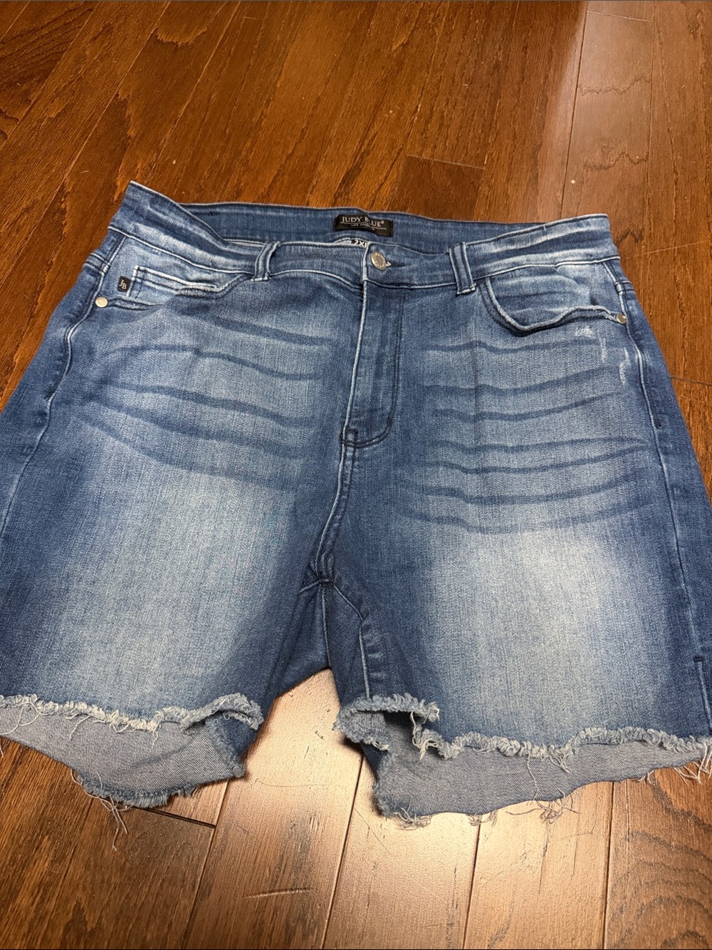 Judy Blue Medium Wash Distressed Denim Cutoff Shorts- 2XL